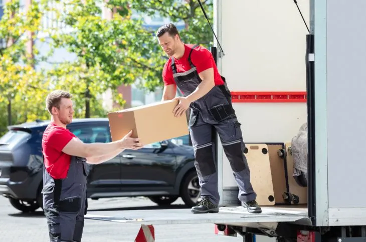 Umzugshelfer entladen LKW Umzugshelfer entladen LKW